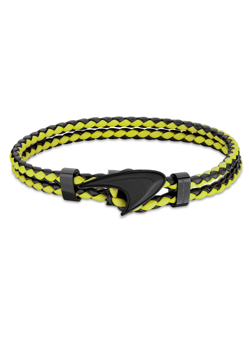 McLaren Afiliet Leather Yellow and Black Bracelet for Men (Large)