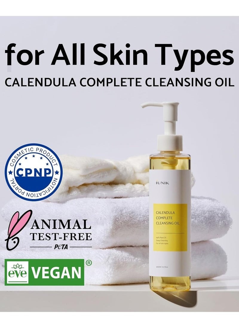 iUNIK - Calendula Complete Deep Vegan Cleansing Oil 94% Plant Based Oils Blackhead Melting Makeup Remover Facial Cleanser Dry Oily Acne Prone Sensitive Skin Korean Skincare - Image 1
