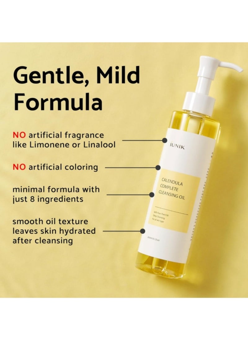 iUNIK - Calendula Complete Deep Vegan Cleansing Oil 94% Plant Based Oils Blackhead Melting Makeup Remover Facial Cleanser Dry Oily Acne Prone Sensitive Skin Korean Skincare - Image 1