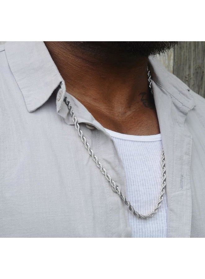 Monily Rope Chain Necklace Stainless Steel Chain for Men Twist Chain Necklace for Women, 20 Inches, Stainless Steel, No Gemstone - Image 3