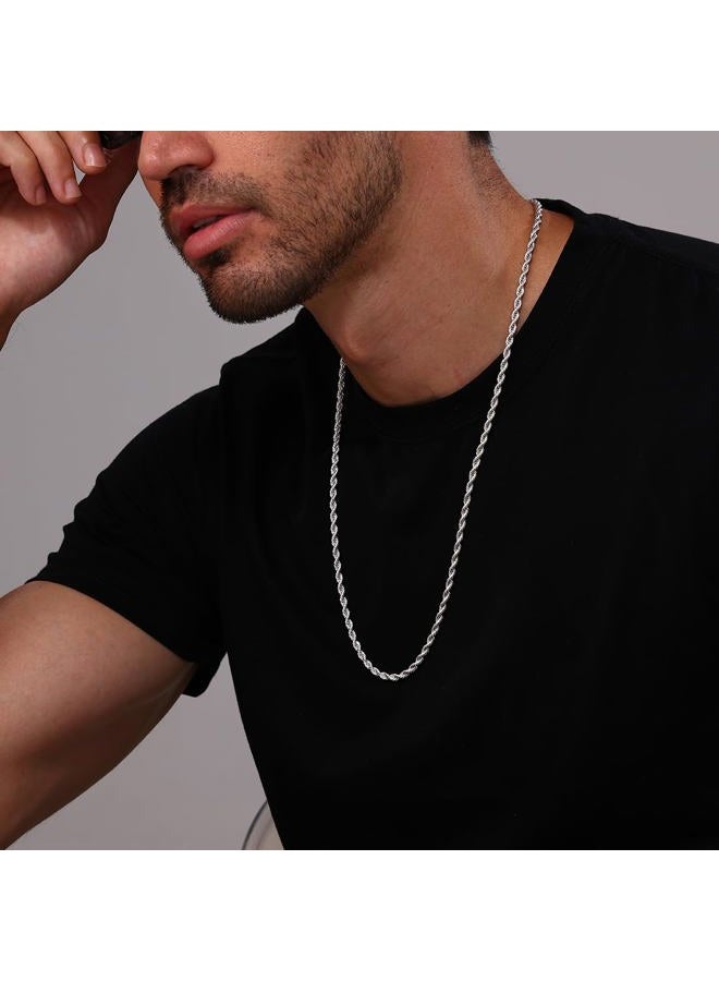 Monily Rope Chain Necklace Stainless Steel Chain for Men Twist Chain Necklace for Women, 20 Inches, Stainless Steel, No Gemstone - Image 2