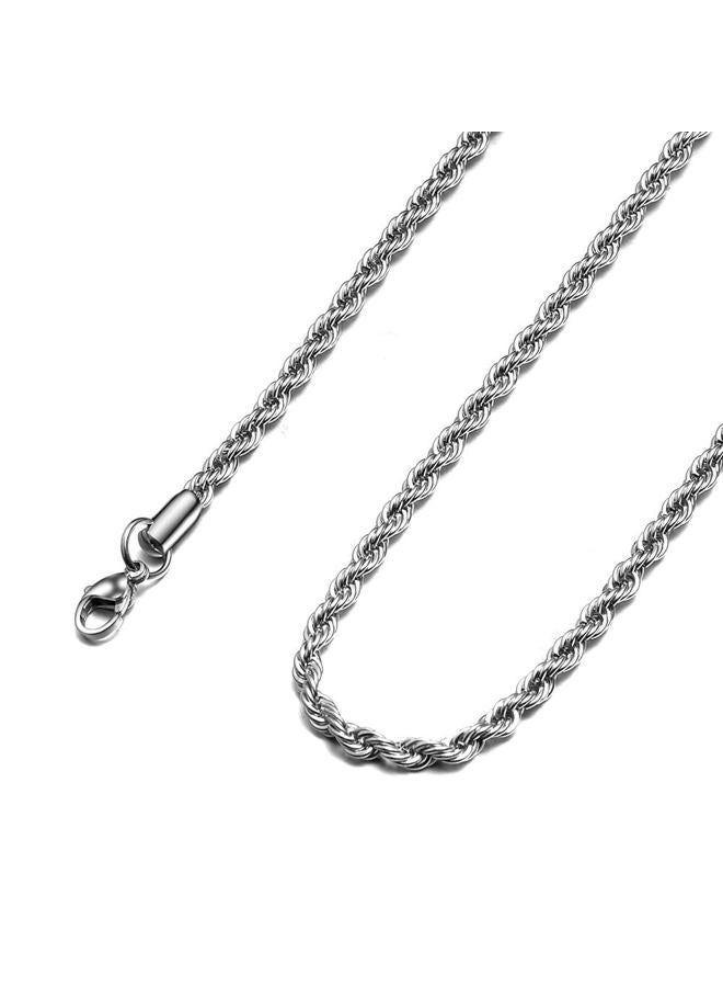 Monily Rope Chain Necklace Stainless Steel Chain for Men Twist Chain Necklace for Women, 20 Inches, Stainless Steel, No Gemstone - Image 1