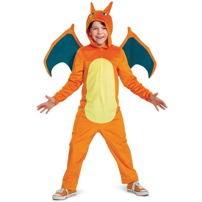 Disguise Charizard Costume for Kids, Official Pokemon Costume Hooded Jumpsuit, Child Size Medium (7-8) - Image 1