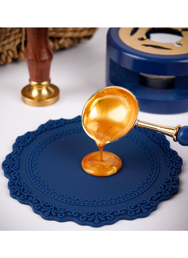 KASTWAVE - KASTWAVE Sealing Wax Warmer, Wax Seal Kit with Candle Furnace Melting Wax Spoon Tealight Candles, Blue - Image 1