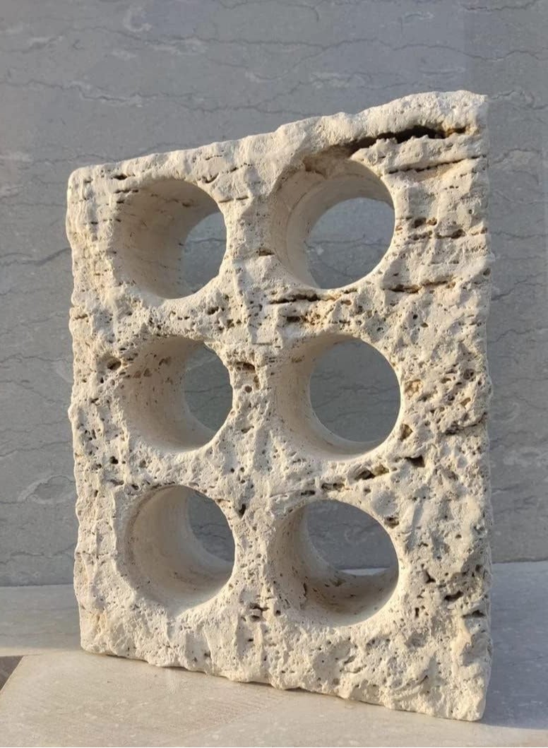 حامل زجاجات الترافرتين 37x30x10 سم ل 6 زجاجات