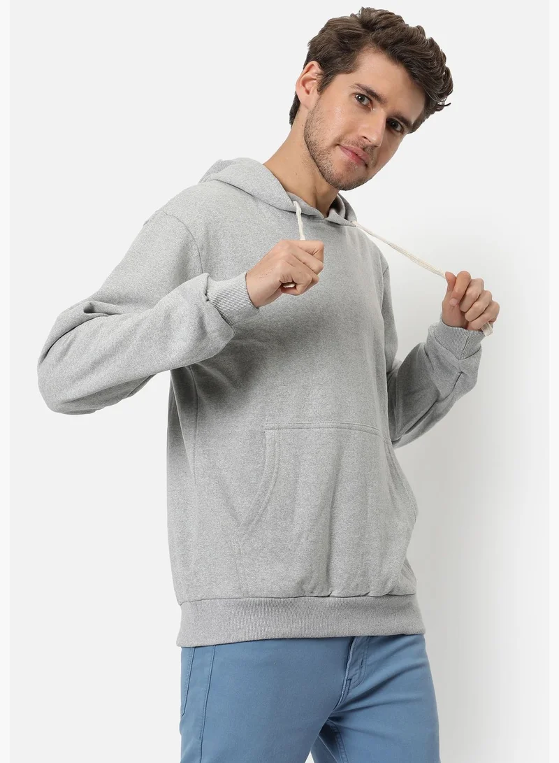 Campus Sutra Campus Sutra Men's Solid Regular Fit Sweatshirt With Hoodie For Winter Wear | Full Sleeve | Cotton Sweatshirt | Casual Sweatshirt For Man | Western Stylish Sweatshirt For Men