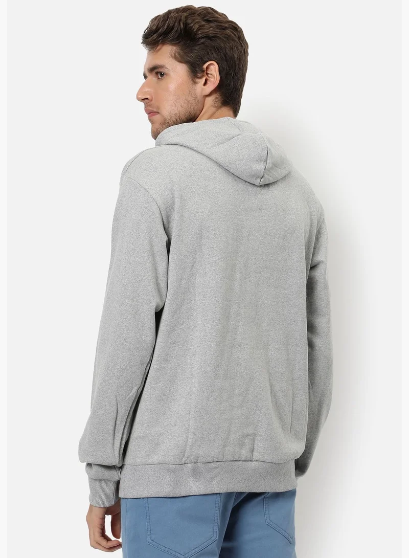 Campus Sutra Campus Sutra Men's Solid Regular Fit Sweatshirt With Hoodie For Winter Wear | Full Sleeve | Cotton Sweatshirt | Casual Sweatshirt For Man | Western Stylish Sweatshirt For Men