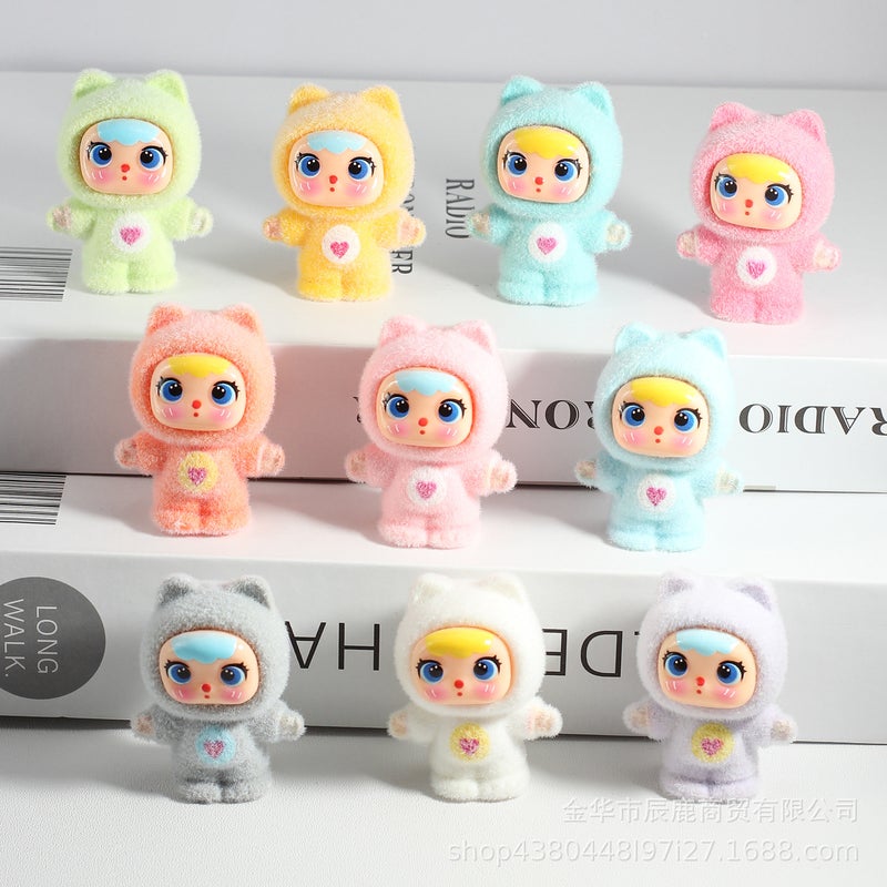 Cute Flocked Labubu Miniature Figure Toy for Children - Image 2