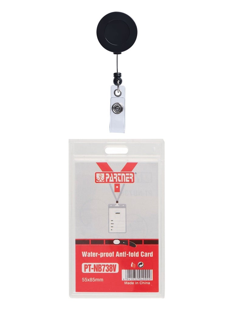 PARTNER Acrylic ID Card Holder Vertical With Badge Reel Black  - Image 1