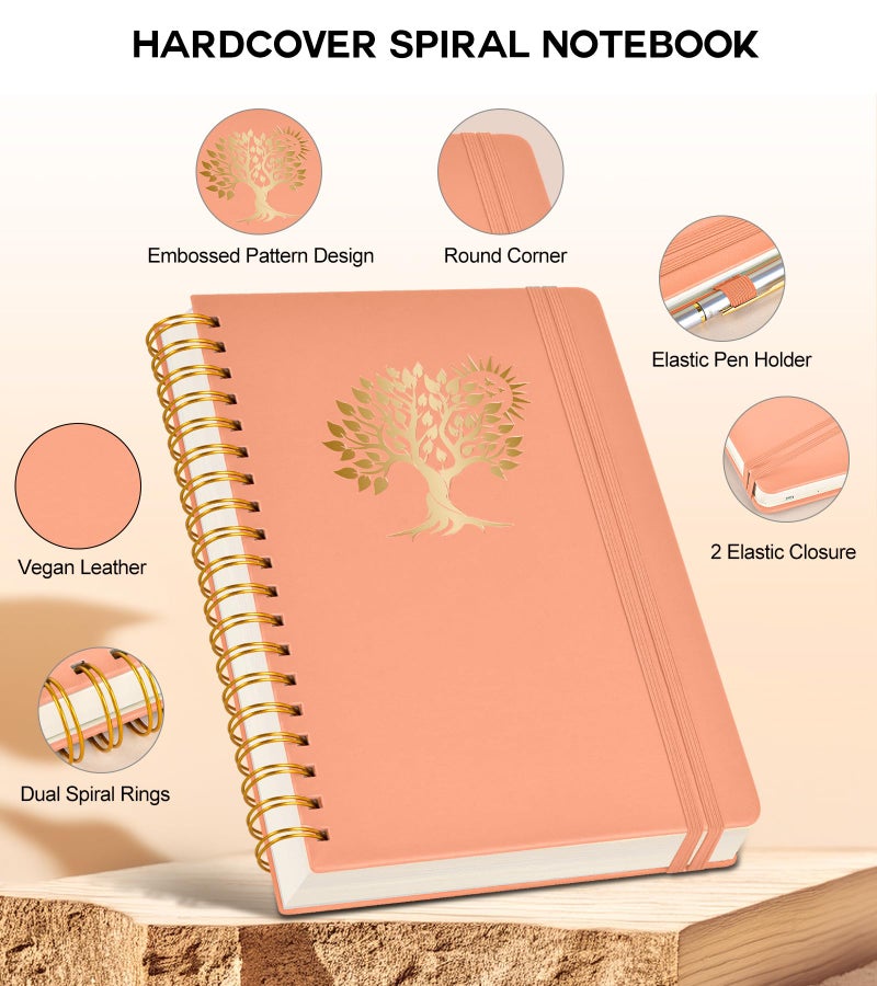 PERCUN Spiral Notebook Journal for Women Men, 300 Numbered Lined Pages, College Ruled, A5 Hardcover Spiral Bound Notebook for School, Work, Note Taking Writing, Leather Spiral Journal Medium 5.9"x8.5" - Image 3