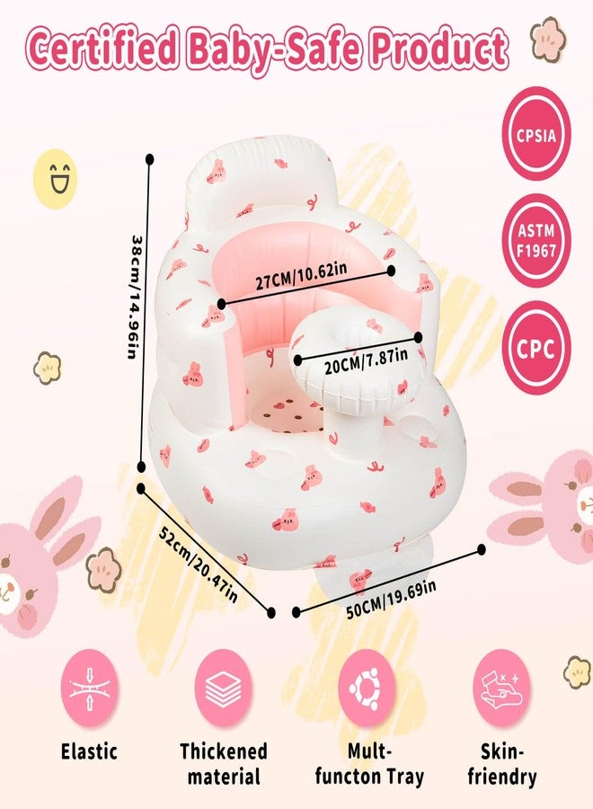 SUNFATT Inflatable Baby Seat for Infans for Sitting Up,Baby Chair Sit Me Up with Tray and Back Support,Learning to Sit for 4-36 Months,Includes Built-in Air Pump(Pink Bunny) - Image 3
