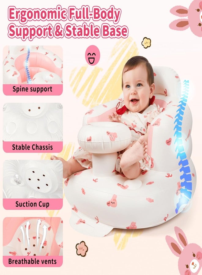 SUNFATT Inflatable Baby Seat for Infans for Sitting Up,Baby Chair Sit Me Up with Tray and Back Support,Learning to Sit for 4-36 Months,Includes Built-in Air Pump(Pink Bunny) - Image 2