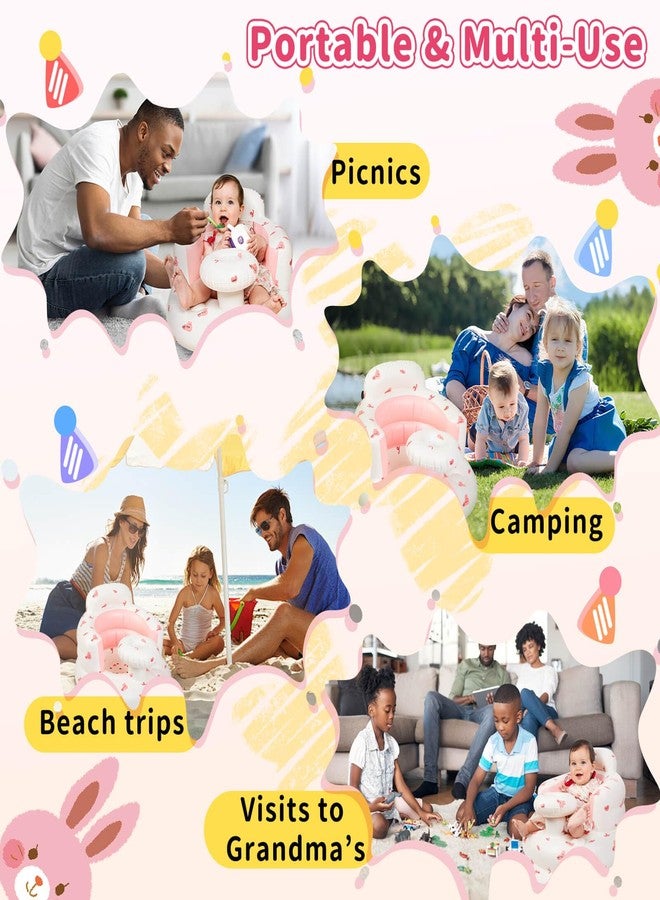 SUNFATT Inflatable Baby Seat for Infans for Sitting Up,Baby Chair Sit Me Up with Tray and Back Support,Learning to Sit for 4-36 Months,Includes Built-in Air Pump(Pink Bunny) - Image 4