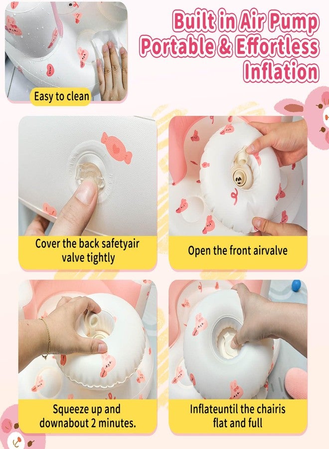 SUNFATT Inflatable Baby Seat for Infans for Sitting Up,Baby Chair Sit Me Up with Tray and Back Support,Learning to Sit for 4-36 Months,Includes Built-in Air Pump(Pink Bunny) - Image 5