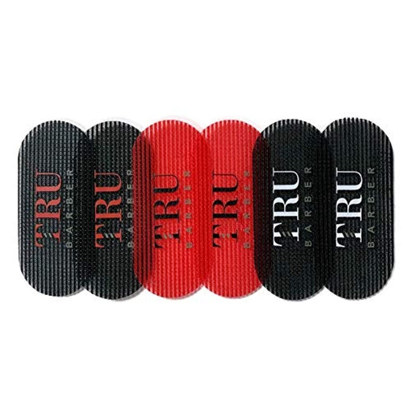 TRU BARBER HAIR GRIPPERS Â® 3 COLORS BUNDLE PACK 6 PCS for Men and Women - Salon and Barber, Hair Clips for Styling, Hair holder Grips (Black/Red/Black) - Image 1