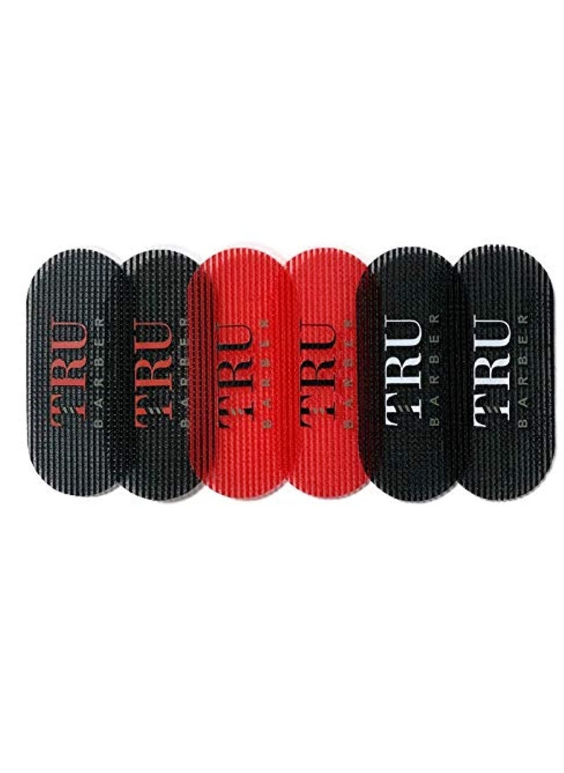TRU BARBER TRU BARBER HAIR GRIPPERS 3 COLORS BUNDLE PACK 6 PCS for Men and Women - Salon and Barber, Hair Clips for Styling, Hair holder Grips (Black/Red/Black)  - Image 1