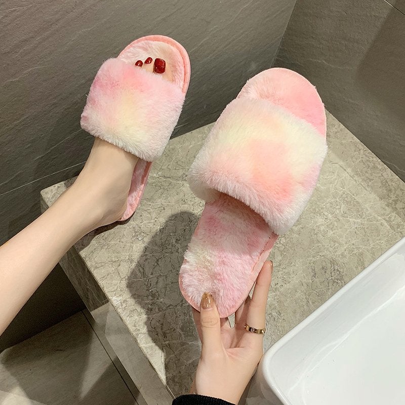 2020 Autumn New Korean Fashion Mao Mao Slippers Women''s Home Indoor and Outdoor Wear Flat Slip-resistant Cotton Slippers for Women - Image 3