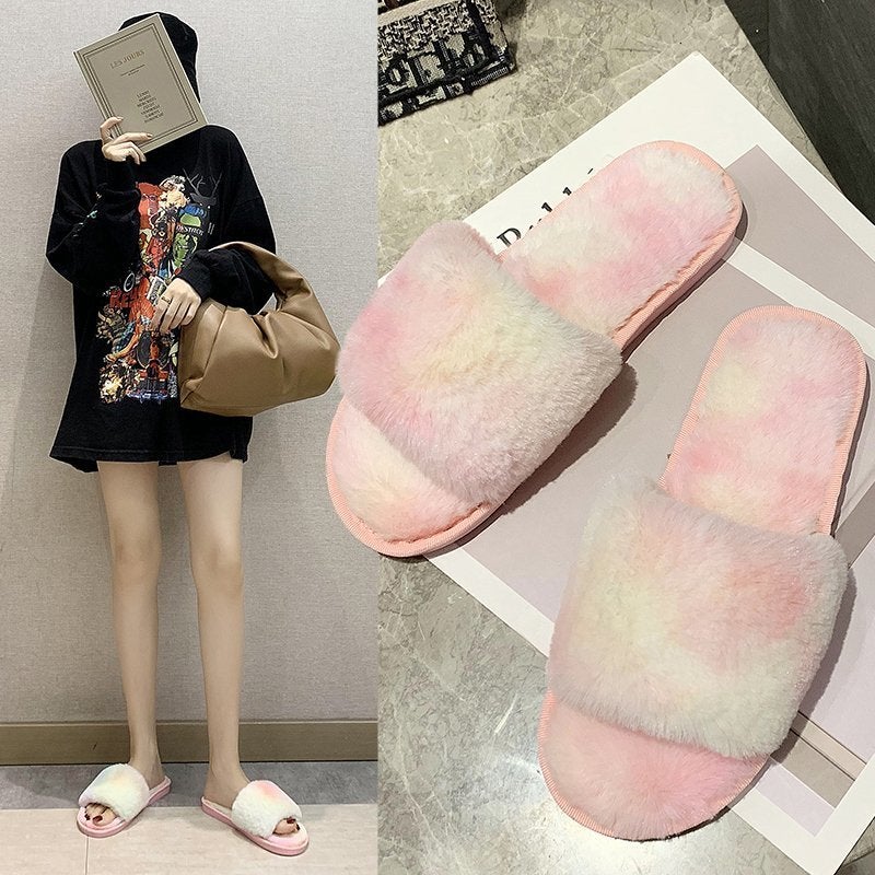 2020 Autumn New Korean Fashion Mao Mao Slippers Women''s Home Indoor and Outdoor Wear Flat Slip-resistant Cotton Slippers for Women - Image 5
