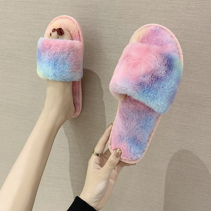 2020 Autumn New Korean Fashion Mao Mao Slippers Women''s Home Indoor and Outdoor Wear Flat Slip-resistant Cotton Slippers for Women - Image 4