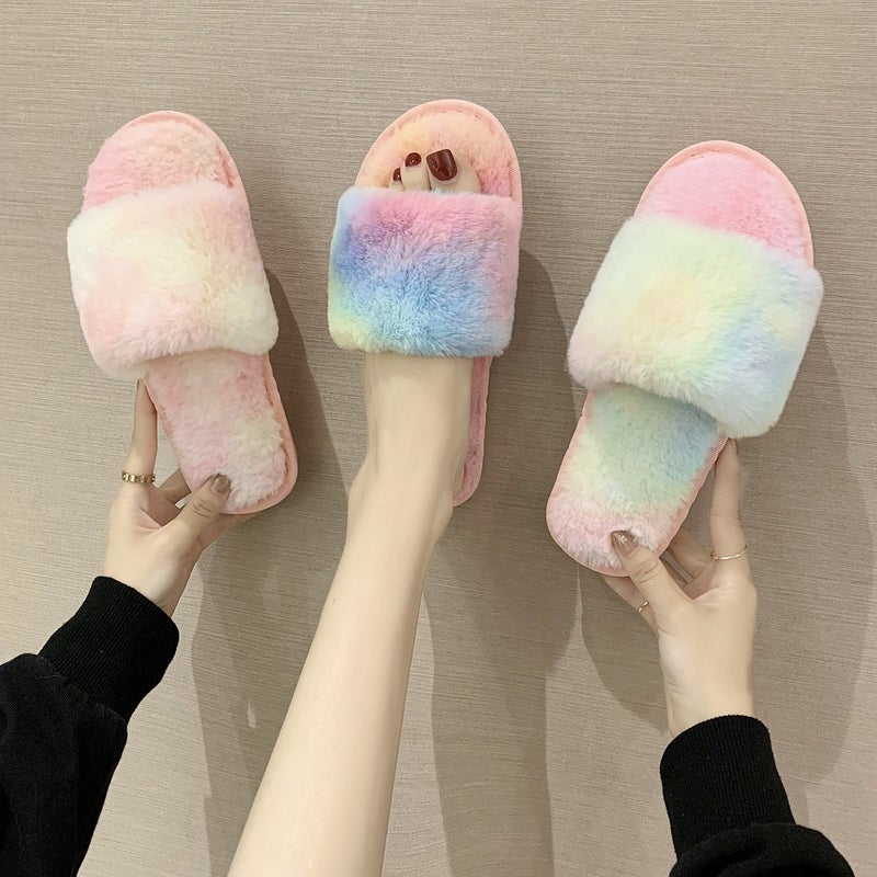 2020 Autumn New Korean Fashion Mao Mao Slippers Women''s Home Indoor and Outdoor Wear Flat Slip-resistant Cotton Slippers for Women - Image 2