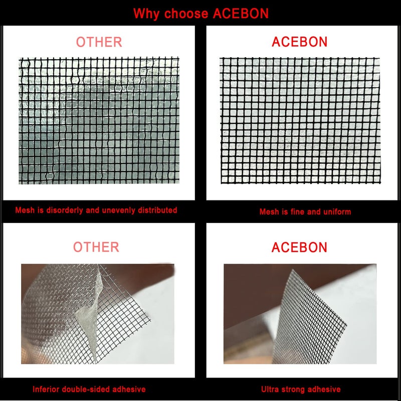 ACEBON Window Screen Repair Tape, 2"x80" - Strong Adhesive Mesh Patch Kit for Window Door Tears & Holes (Grey) - Image 2