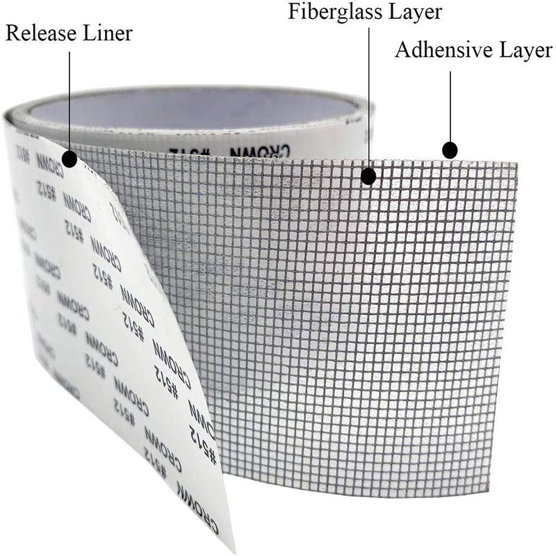 ACEBON Window Screen Repair Tape, 2"x80" - Strong Adhesive Mesh Patch Kit for Window Door Tears & Holes (Grey) - Image 3
