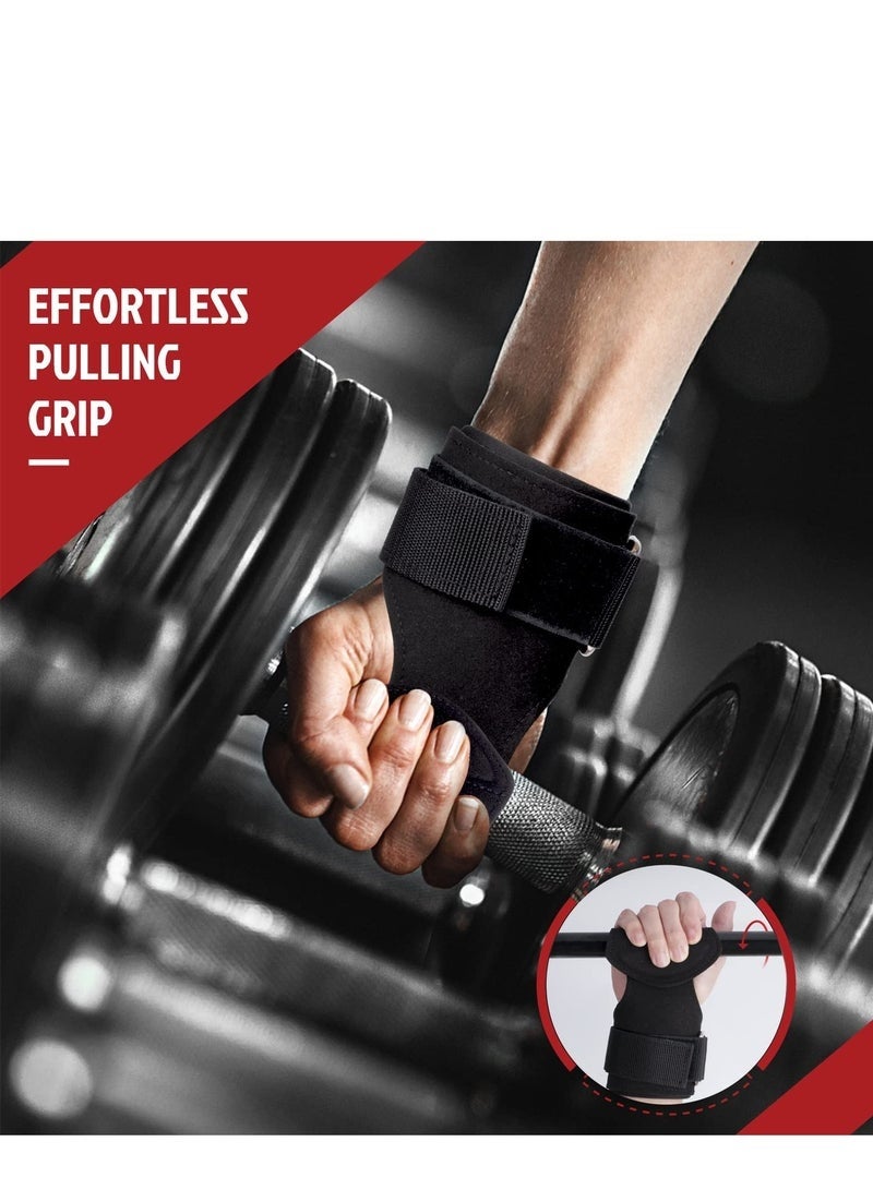 Bukela Premium Weight Lifting Wrist Hooks Straps for Maximum Grip Support - Deadlift Gloves and Grip Pads Alternative in Fitness Gym Power Training Like Pull Up Deadlifting & Shrugs For Women Men (Black) - Image 4