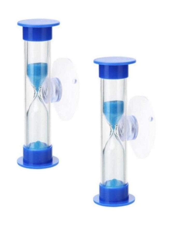Rosojodg 2pcs Blue Toothbrush Timer for 2mins Sand Clock Timer 2 Minute Sand Timer, Plastic Suction Cup Hourglass Sandglass Desktop Ornament Party Favors - Image 1