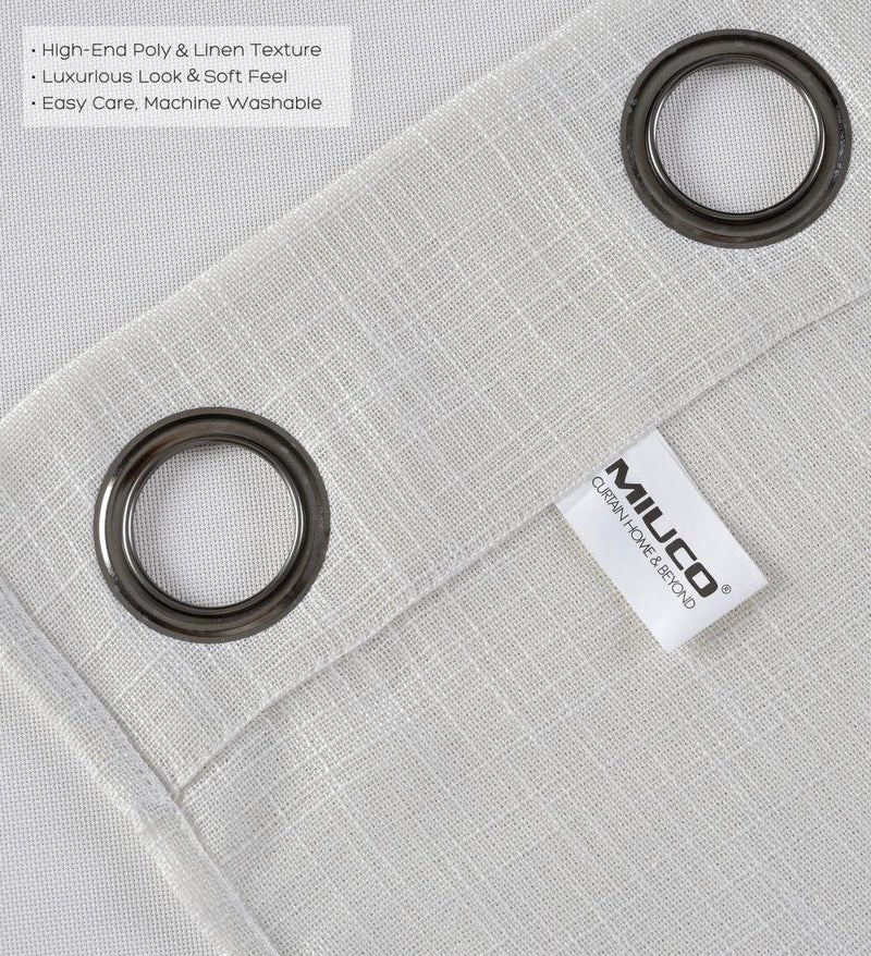MIUCO Semi Sheer Curtains Poly Linen Textured Solid Grommet Curtains 63 Inches Long for Living Room 2 Panels (2 x 37 Wide x 63" Long) Beige - Image 4