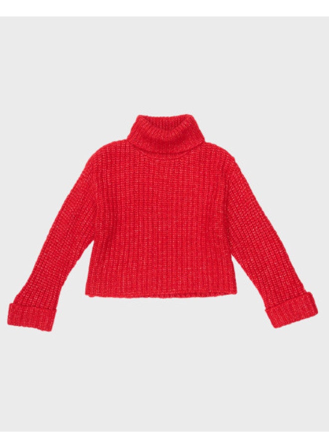 Zara korean Chic Style Kids' Solid High-neck Long Sleeve Soft Chunky Knit Sweater - Image 1