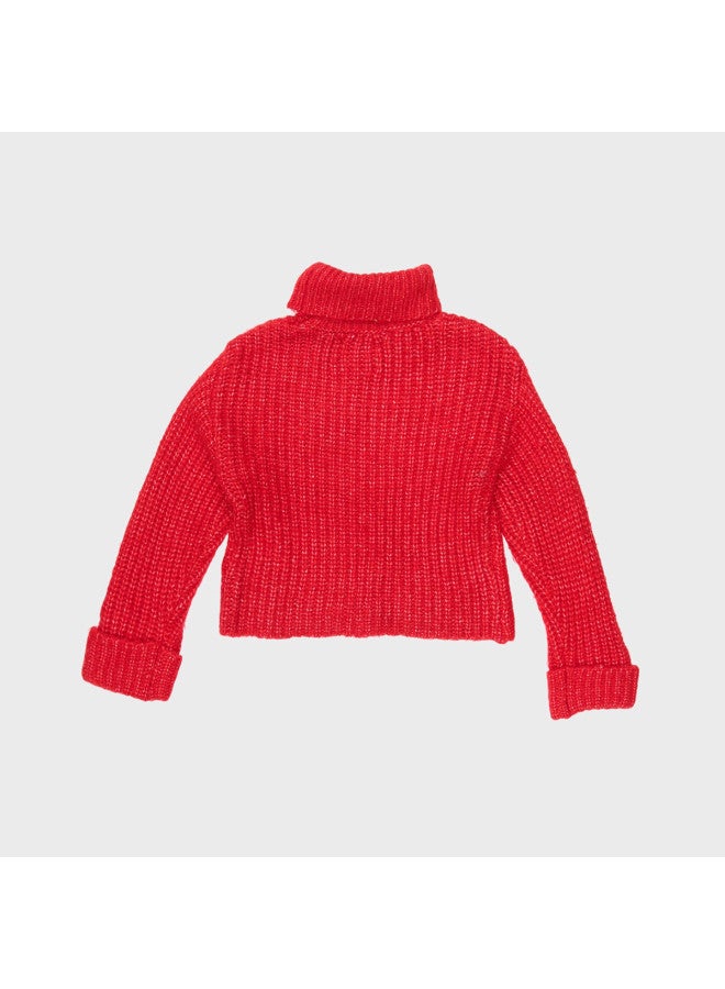 Zara korean Chic Style Kids' Solid High-neck Long Sleeve Soft Chunky Knit Sweater - Image 3