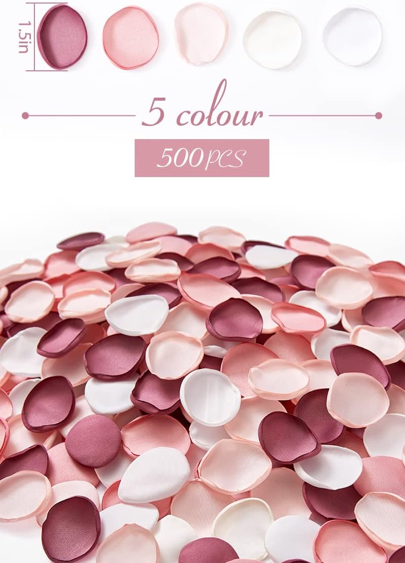 Serwalin 500Pcs Rose Petals Flower Petals Silk Rose Petals for Weddings Peach Pink Petals for Flower Girl Basket Aisle Runner Bridal Shower - Image 5