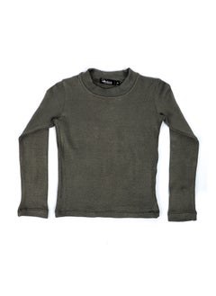 Mock Neck Lightweight Girls Top - Olive