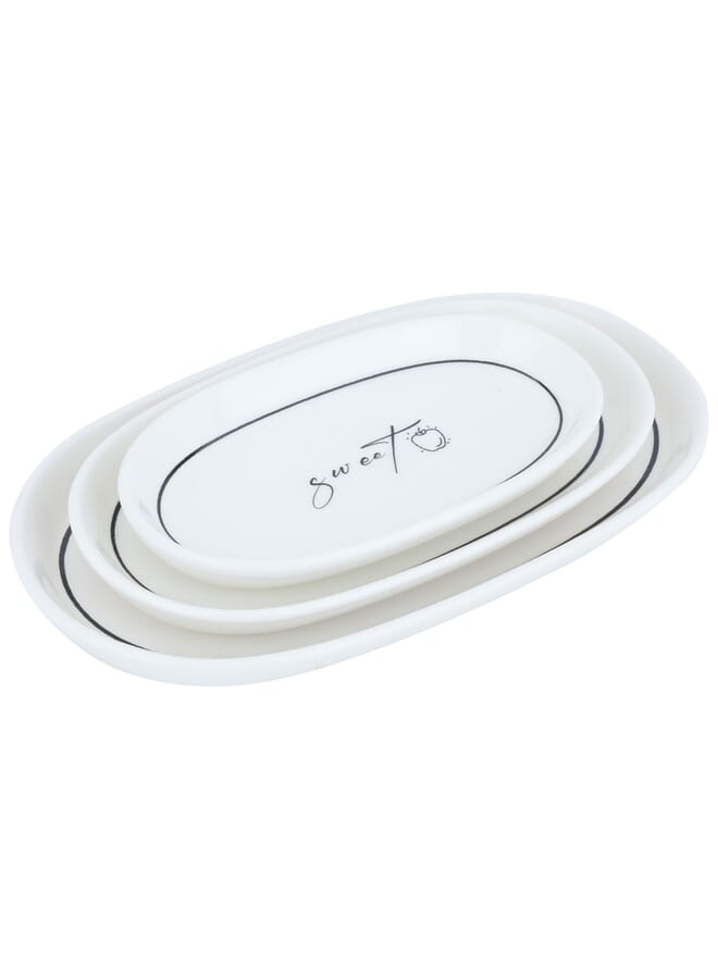 Alsaif Gallery White oval serving plate set with candy pattern 3h - Image 1