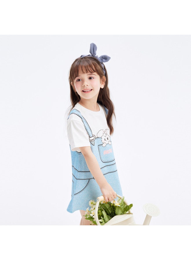 Balabala Cool And Breathable Cotton Faux Two-piece Children's Dress, Girls' Summer Dress, Overall Skirt For Toddlers And Babies - Image 4