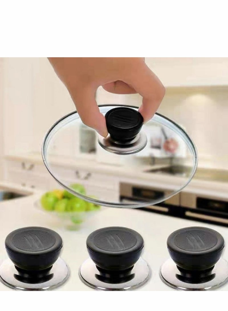 سيوسي مقبض غطاء وعاء عالمي ، غطاء بديل مقاوم للحرارة من الفولاذ المقاوم للصدأ ، مقبض دائري ، مقبض ملحق للغطاء مناسب لأدوات الطهي والغطاء وإصلاح مقبض المقبض واستبداله (6 قطع) - Image 3