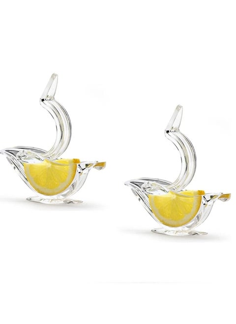Manual Lemon Juicer, Acrylic Manual Lemon Slice Squeezer, Portable Transparent Fruit Juicer, Hand Juicer for Orange Lemon Lime Pomegranate Home Kitchen Bar Gadget (2PC)