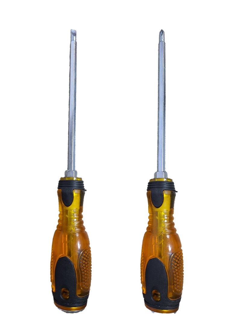 2 in 1 screwdriver with two different shaped magnetic heads, attached to the bottom with a piece of metal that acts as a hammer , multi-use - Image 3