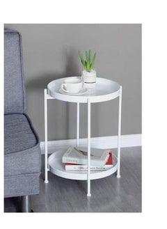 Generic Round Side End Table 2 Layer Sofa Table Metal Corner Table Coffee Snack Tray Table Snack Accent Table Anti-Rusty  - Image 2