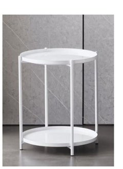 Generic Round Side End Table 2 Layer Sofa Table Metal Corner Table Coffee Snack Tray Table Snack Accent Table Anti-Rusty  - Image 1