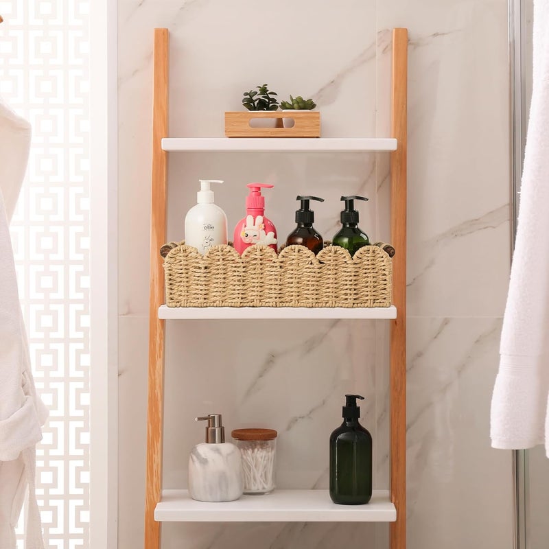 HOSROOME Toilet Paper Storage Basket Bathroom Counter Organizer Wicker Baskets for Organizing Cute Basket for Bedroom Nursery Room Kitchen Bathroom Decor -Beige - Image 5