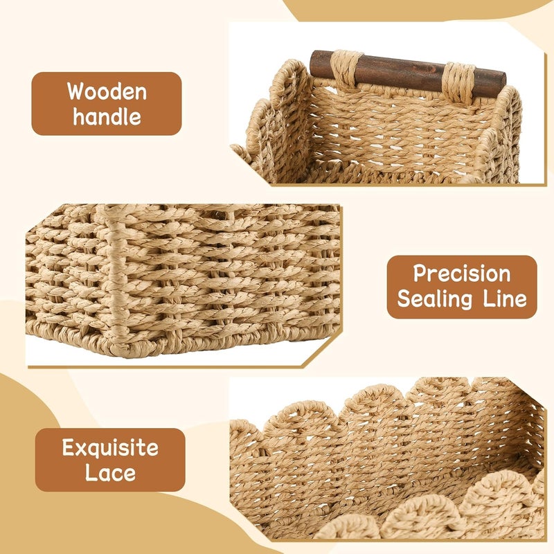 HOSROOME Toilet Paper Storage Basket Bathroom Counter Organizer Wicker Baskets for Organizing Cute Basket for Bedroom Nursery Room Kitchen Bathroom Decor -Beige - Image 2