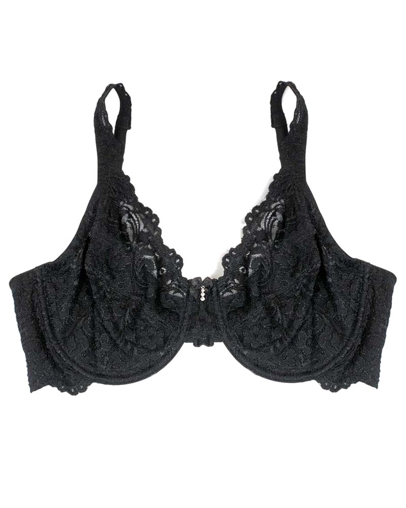 Smart & Sexy womens Plus Size Signature Lace Unlined Underwire With Added Support Bra, Black Hue, 38DDD US - Image 2