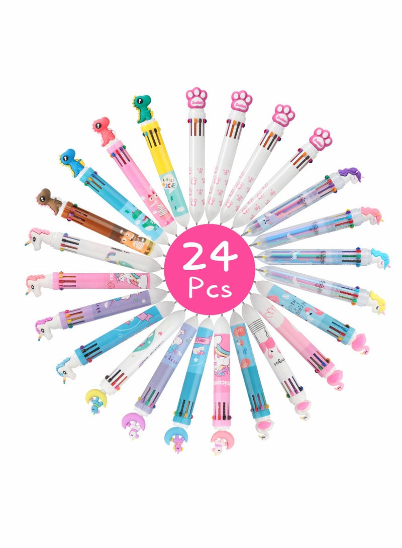 Ballpoint Pen, 24 Pack 0.5mm 10-in-1 Multicolor Ballpoint Pen 10 Colors Retractable Ballpoint Pens - Image 1