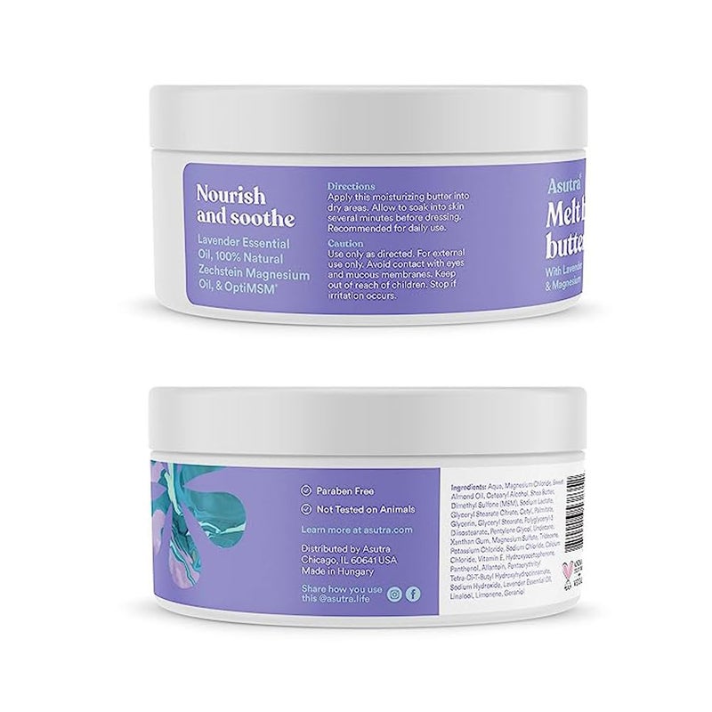 ASUTRA Magnesium Body Butter Lotion with Lavender Scent, 7 oz - Soothing Shea Butter & Almond Oil Moisturizer, Premium-Quality Magnesium, Lavender Essential Oil - Image 4