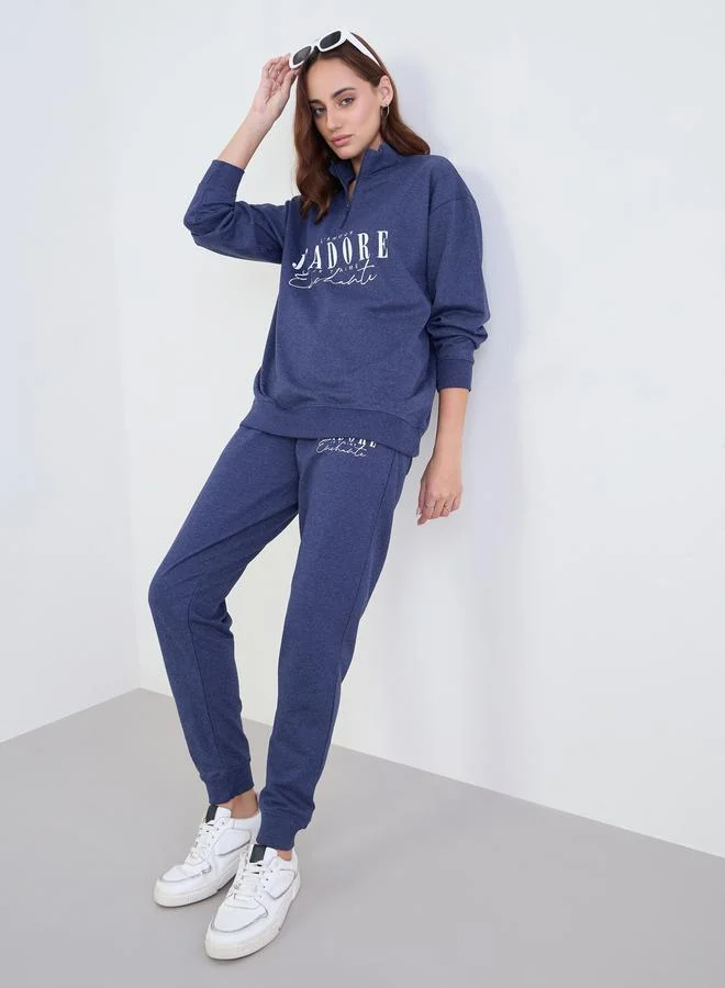 Styli Styli Regular Fit Longline Sweatshirt and Cuffed Joggers Co-Ords