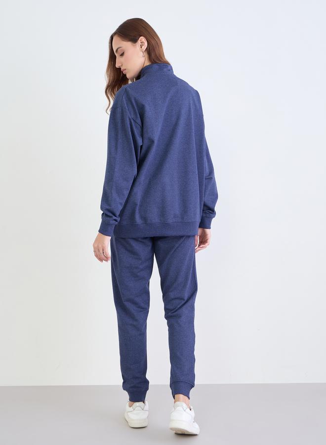 ستايلي طقم بيجاما من جوغر وسويت شيرت طويل بقصة عادية - Image 3