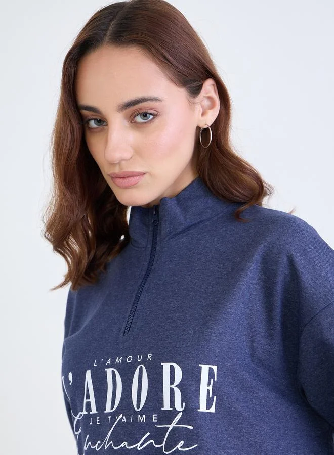 ستايلي طقم بيجاما من جوغر وسويت شيرت طويل بقصة عادية