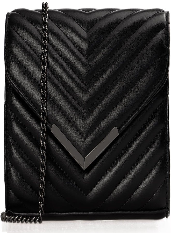 DEXMAY DM DEXMAY Women Clutch Purses Fashion Quilted Vegan Leather Envelope Evening Handbags Crossbody Bags with Chain Shoulder Strap Black - Image 2