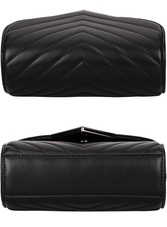 DEXMAY DM DEXMAY Women Clutch Purses Fashion Quilted Vegan Leather Envelope Evening Handbags Crossbody Bags with Chain Shoulder Strap Black - Image 5